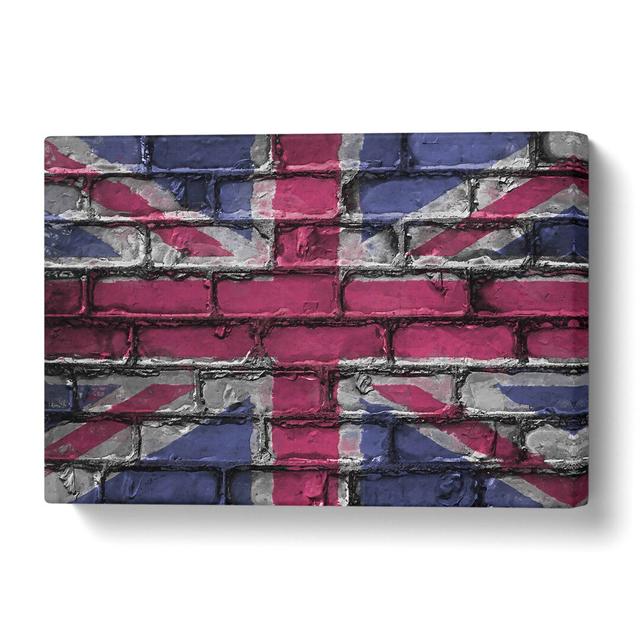 'Union Jack Brick Wall Graffiti' Graphic Art Print on Canvas East Urban Home Size: 60 cm H x 90 cm W x 3 cm D, Format: Wrapped Canvas on Productcaster.