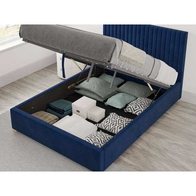 Appin Upholstered Ottoman Bed Wade Logan Size: Single (3'), Colour: Navy on Productcaster.