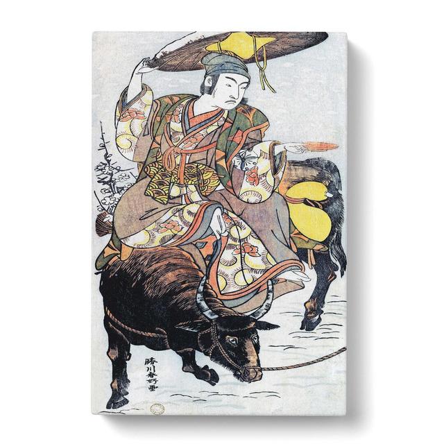 Riding a Bull in the Snow by Katsukawa Shunko - Wrapped Canvas Painting Print East Urban Home Size: 50cm H x 35cm W x 3cm D on Productcaster.