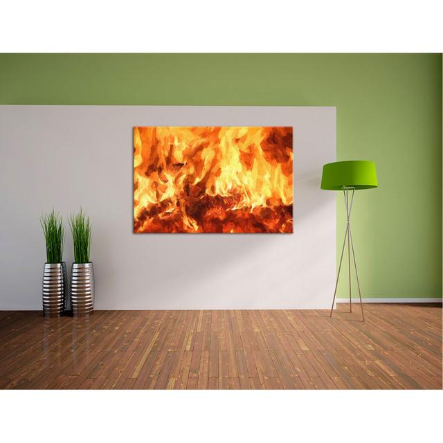 Leinwandbild Gemütliches Holz im Feuer East Urban Home Größe: 80 cm H x 120 cm B on Productcaster.