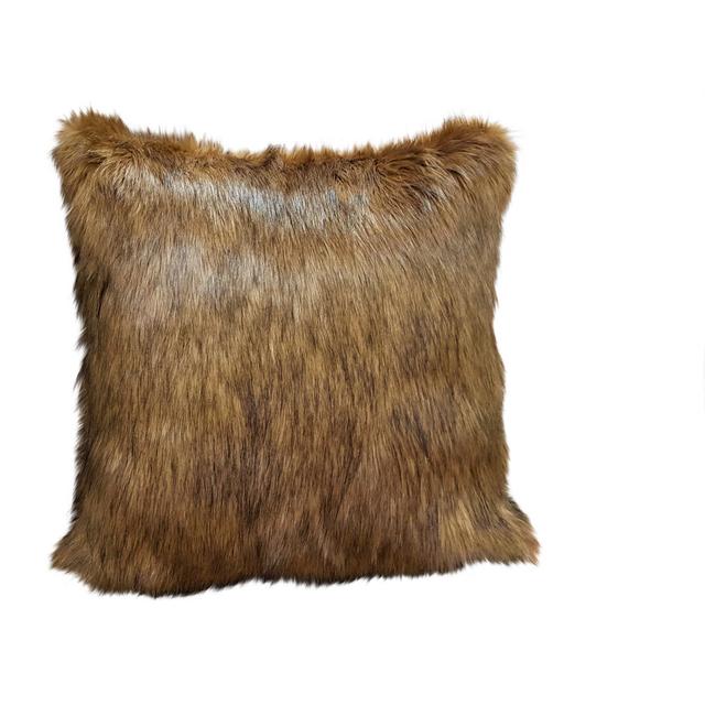 Umber Faux Fur Cushion Canora Grey Colour: Brown on Productcaster.