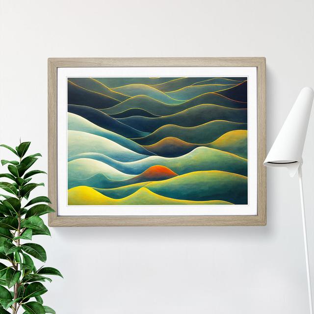 Spirited Abstract Mountains - Single Picture Frame Painting Alpen Home Frame Colour: Oak Framed on Productcaster.