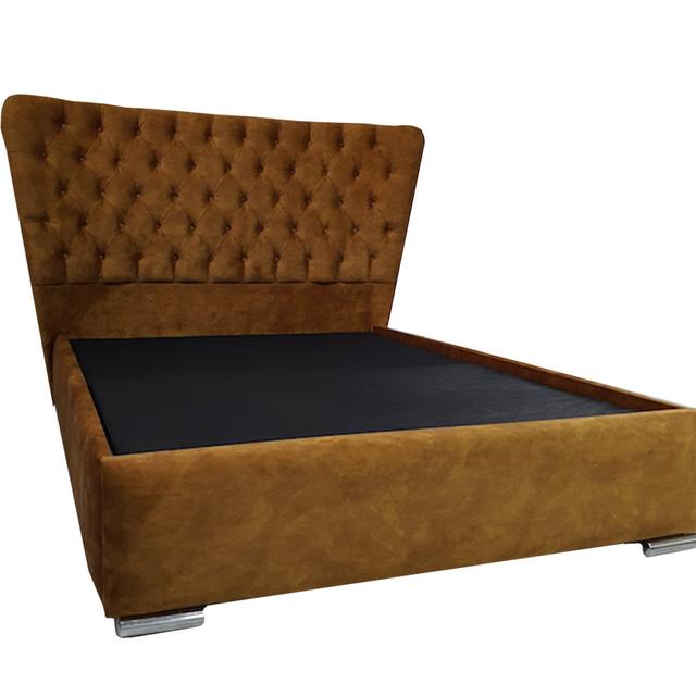 Engles Upholstered Bed Frame Rosdorf Park Size: Small Double (4'), Colour: Steel Chenille on Productcaster.