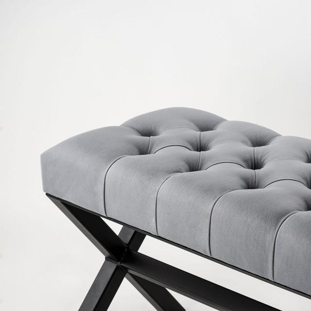 Reiffton Upholstered Bench Fairmont Park Upholstery: Grey, Size: H40 x W45 x D40cm on Productcaster.