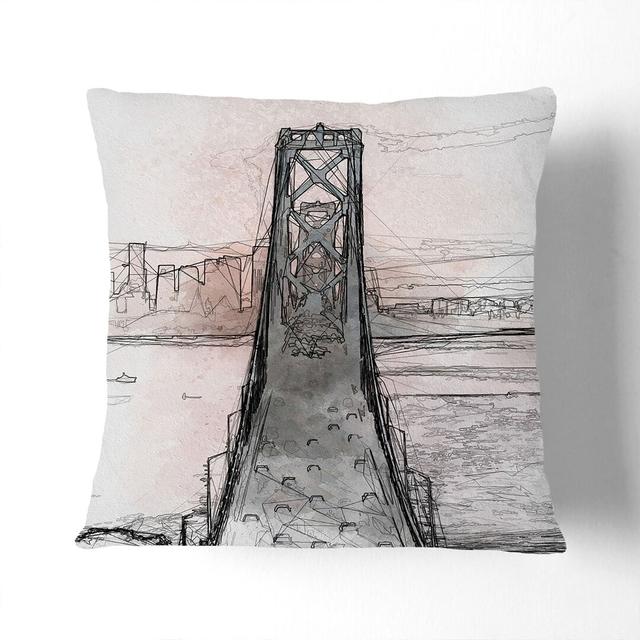 Bridge in San Francisco in Abstract Cushion with Filling East Urban Home Size: 55cm H x 55cm W x 20cm D, Backing Colour: Stone on Productcaster.