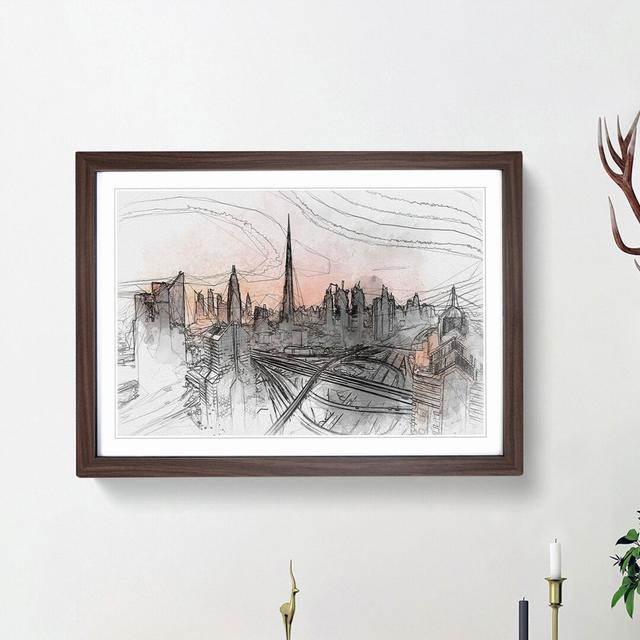 Burj Khalifa Dubai Skyline in Abstract - Picture Frame Graphic Art Print East Urban Home Size: 36cm H x 48cm W x 2cm D, Frame Option: Walnut Framed on Productcaster.