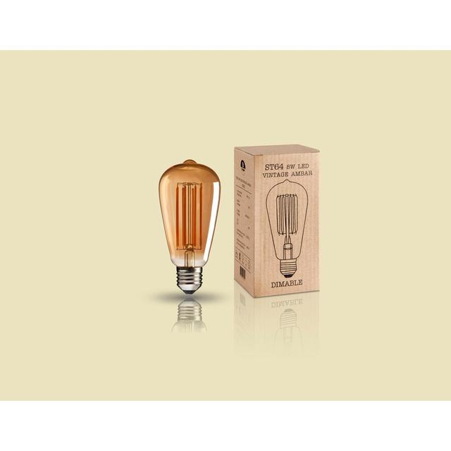 8W E27 Dimmable LED Edison GLS Light Bulb Amber (Set of 2) Schuller on Productcaster.