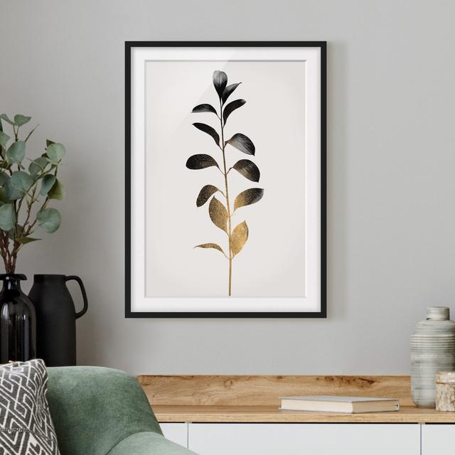 Plant World - Gold And Grey - Single Picture Frame Print August Grove Size: 70cm H x 50cm W x 2cm D, Matte Colour: White, Format: Black on Productcaster.