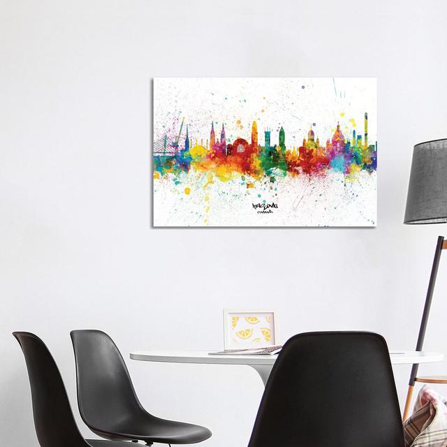 Helsinki Finland Skyline Splash by Michael Tompsett - Wrapped Canvas Gallery-Wrapped Canvas Giclée Latitude Run Size: 66.04cm H x 101.6cm W x 1.9cm D on Productcaster.