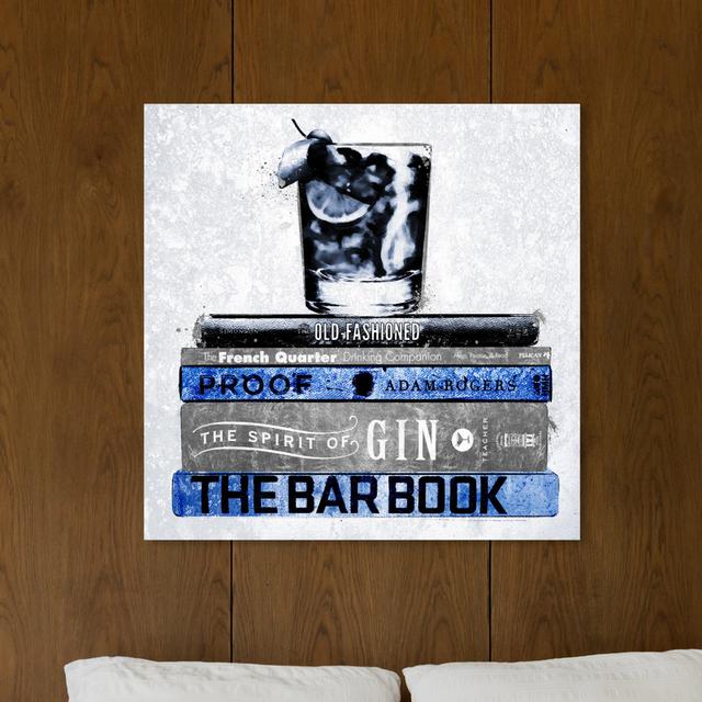 Luxe Bar Books Indigo - Wrapped Canvas Print East Urban Home Size: 76.2 cm H x 76.2 cm W x 3.8 cm D on Productcaster.