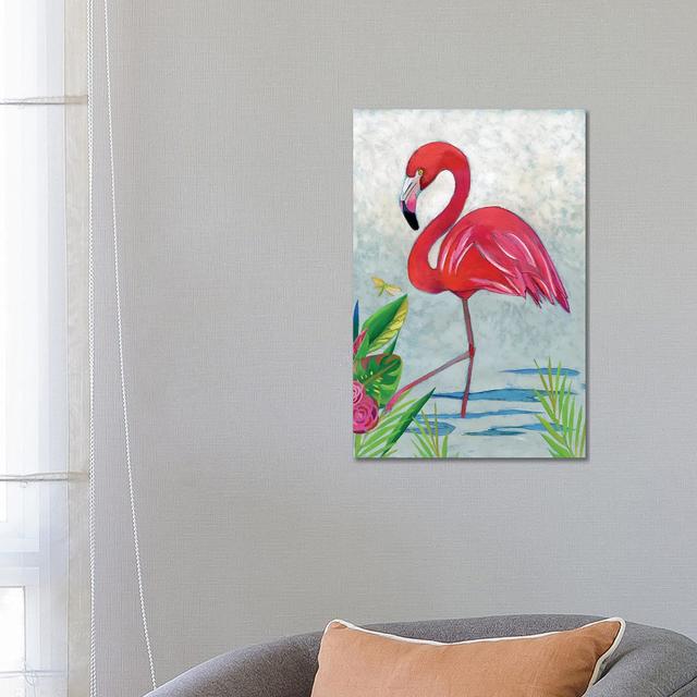 Vivid Flamingo I by Chariklia Zarris - Wrapped Canvas Painting 17 Stories Size: 66.04cm H x 45.72cm W x 3.81cm D on Productcaster.