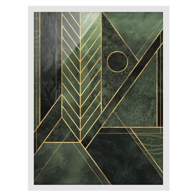 Geometric Shapes Emerald Gold - Picture Frame Graphic Art Canora Grey Frame Option: White Framed, Size: 100cm H x 70cm W x 2cm D on Productcaster.