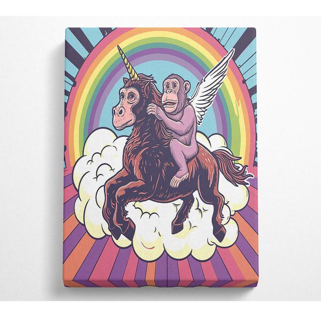 Chimp Unicorn - No Frame Art Prints on Canvas Happy Larry Size: 106.6cm H x 66cm W on Productcaster.