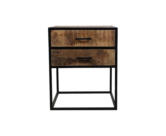 Nightstand 2 Drawers-45x40x55-Natural/Black-Mango/Metal Williston Forge on Productcaster.