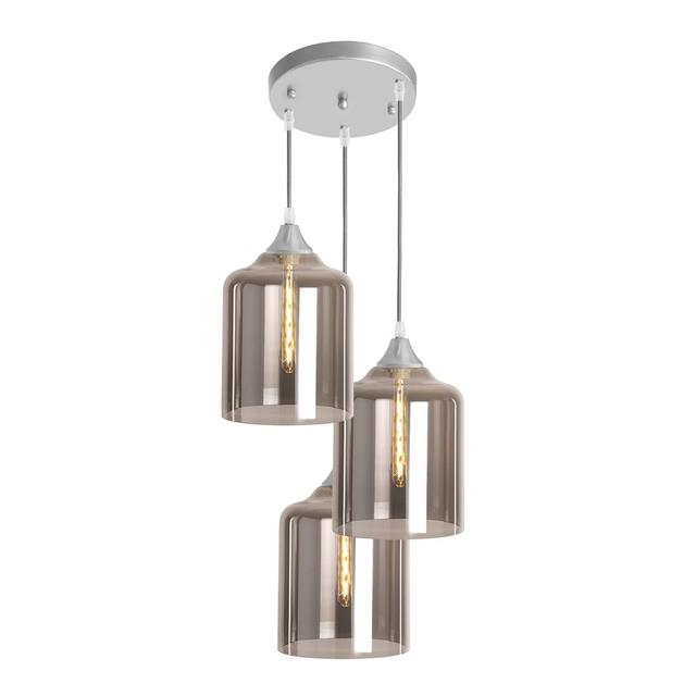 Bedfo 3 - Light Cluster Cylinder Pendant George Oliver Shade Colour: Silver, Base Finish: Silver on Productcaster.