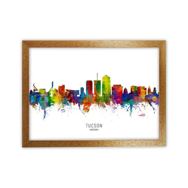 Tucson Arizona Skyline by Michael Tompsett - Graphic Art Latitude Run Format: Brown Framed, Size: 46cm H x 63cm W x 3cm D on Productcaster.