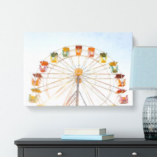 Colourful Ferris Wheel Painting - Wrapped Canvas Graphic Art East Urban Home Size: 60cm H x 91cm W x 3cm D on Productcaster.