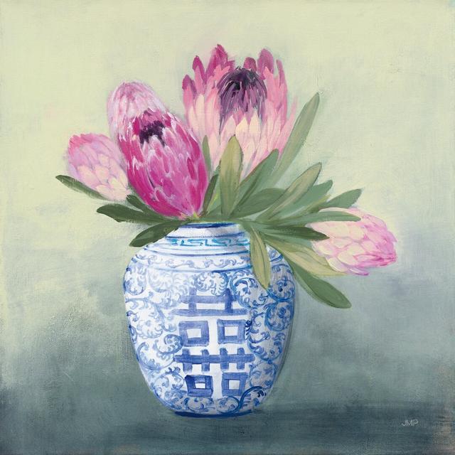 Protea Chinoiserie I by Julia Purinton - Wrapped Canvas Painting Print Rosalind Wheeler Size: 76cm H x 76cm W on Productcaster.