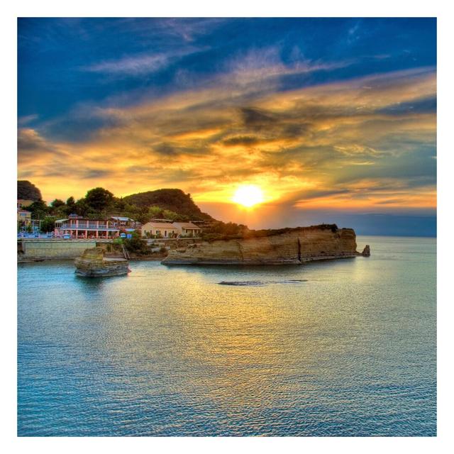 Sunset over Corfu 3.36m x 3.36m Textured Matte Peel & Stick Wall Mural East Urban Home on Productcaster.