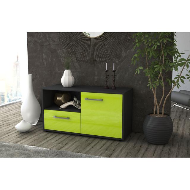 Altunay TV stand, color: concrete/white, free -standing/metal handles, size: 92 x 49 x 35cm Latitude Run Colour: Green and anthracite on Productcaster.