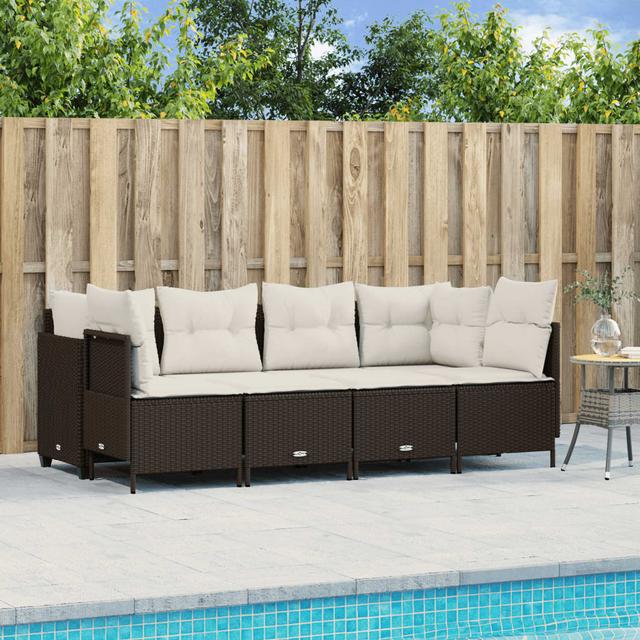 Vidaxl 5-Tlg. Garten-Sofagarnitur Mit Kissen Schwarz Polyrattan 17 Stories Farbe des Kissens: Hellgrau, Rahmenfarbe: Braun on Productcaster.