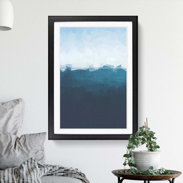 Sailing Boat Alone in the Ocean in Abstract - Picture Frame Graphic Art Print East Urban Home Frame Option: Black, Size: 91cm H x 60cm W x 2cm D on Productcaster.