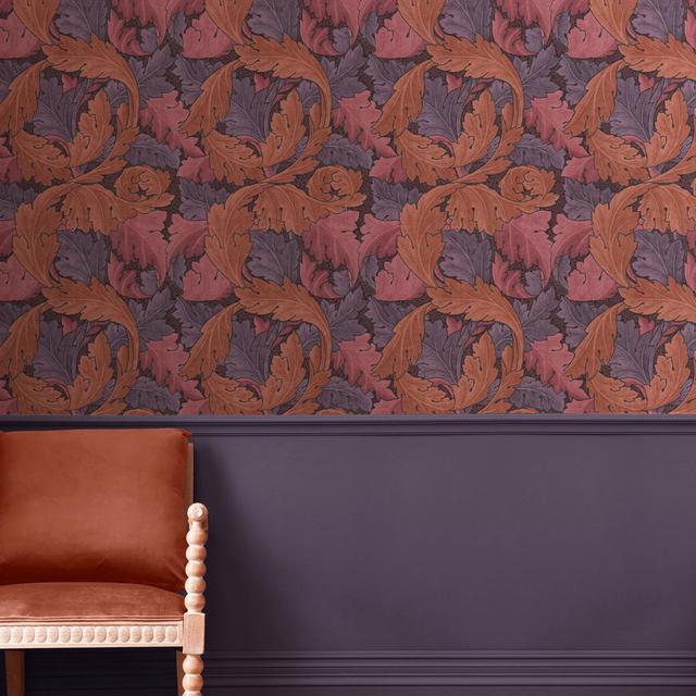 Acanthus Plum 10m x 52cm Matte Wallpaper Roll William Morris at Home Colour: Purple on Productcaster.