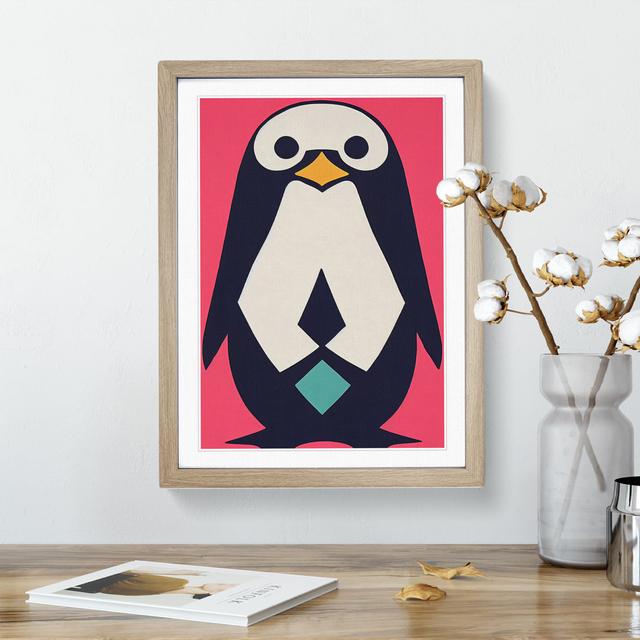 Abstract Penguin No.5 - Single Picture Frame Painting 17 Stories Size: 64cm H x 46cm W x 2cm D, Frame Colour: Oak Framed on Productcaster.