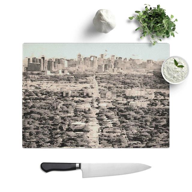 Tempered Glass Road to the Miami Florida Skyline Chopping Board East Urban Home Size: 39 cm W x 28.5 cm L on Productcaster.