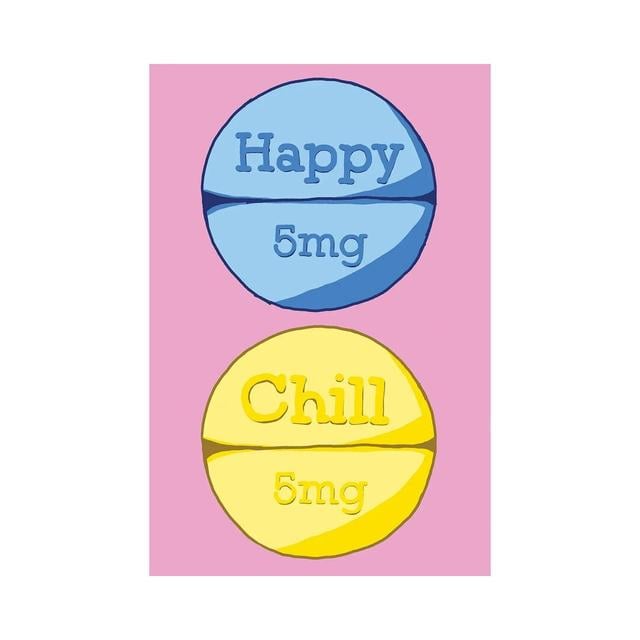 Happy Chill Pill Pink Happy Larry Size: 30.48cm H x 20.32cm W x 1.905cm D on Productcaster.