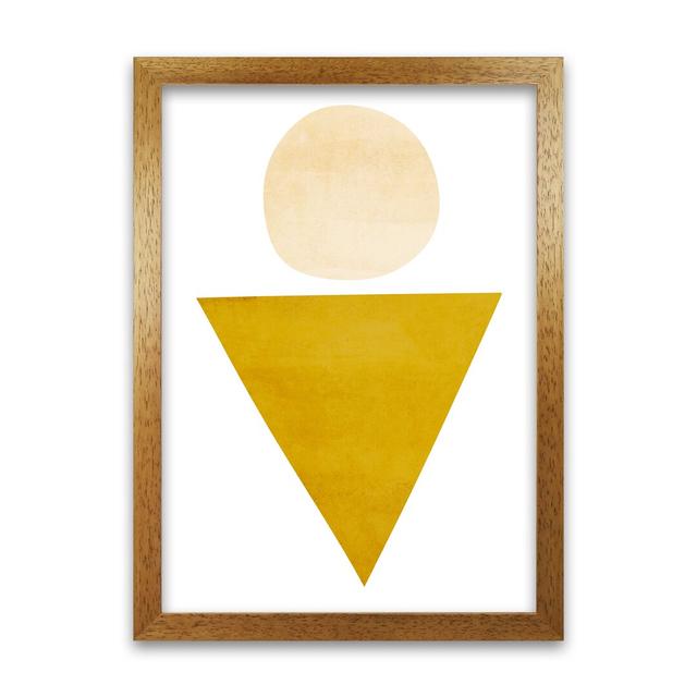 Yellow Triangle And Circle Original - Print Norden Home Frame Option: Oak Frame, Size: 84cm H x 59cm W x 3cm D on Productcaster.