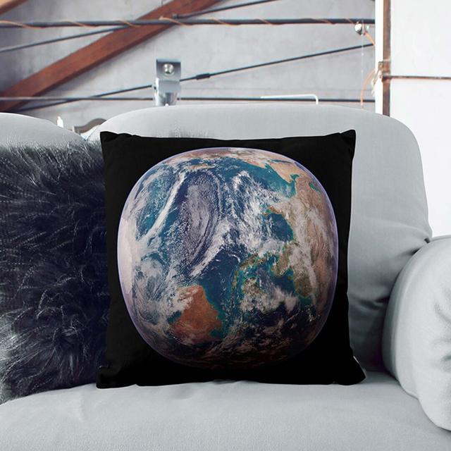 Eastern Hemisphere of Earth Cushion with Filling East Urban Home Size: 40cm H x 40cm W x 15cm D, Backing Colour: Black on Productcaster.