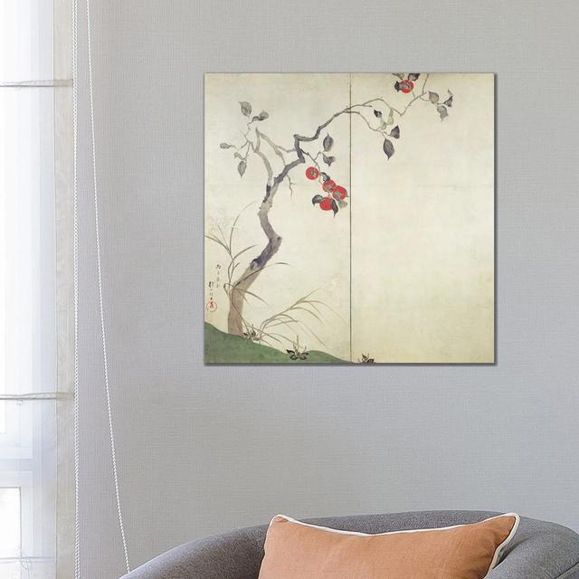 Persimmon on Tree by Sakai Hoitsu - Wrapped Canvas Art Prints ClassicLiving Size: 66.04cm H x 66.04cm W x 3.81cm D on Productcaster.