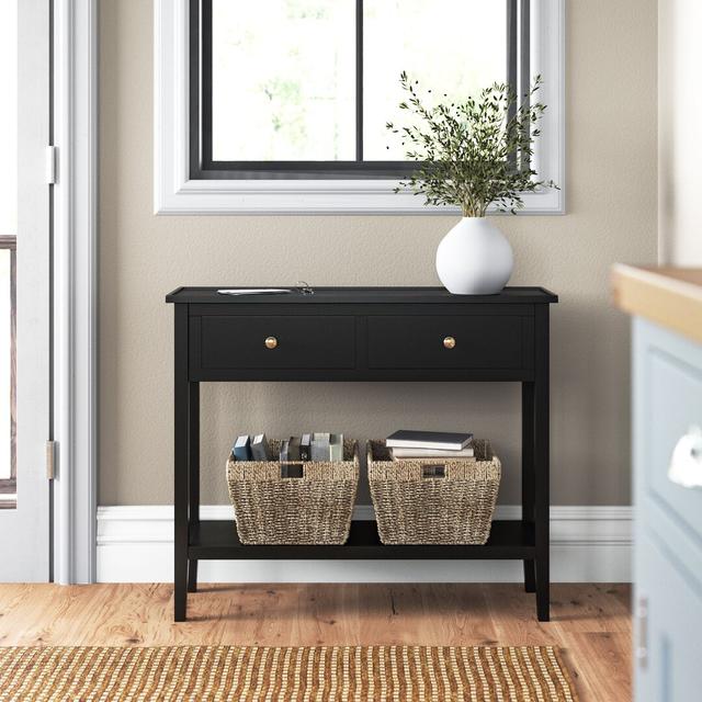 Naugatuck Console Table Three Posts Colour: Satin Black on Productcaster.