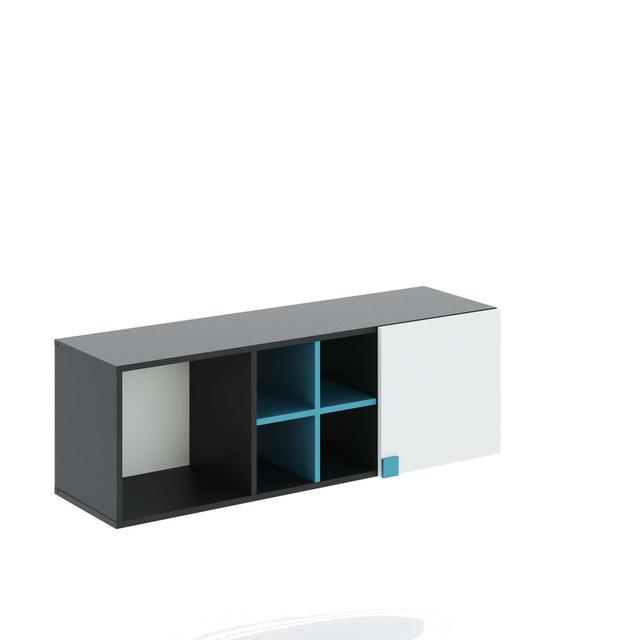 Laileigh Bookcase 17 Stories Colour: White/Anthracite/Blue on Productcaster.