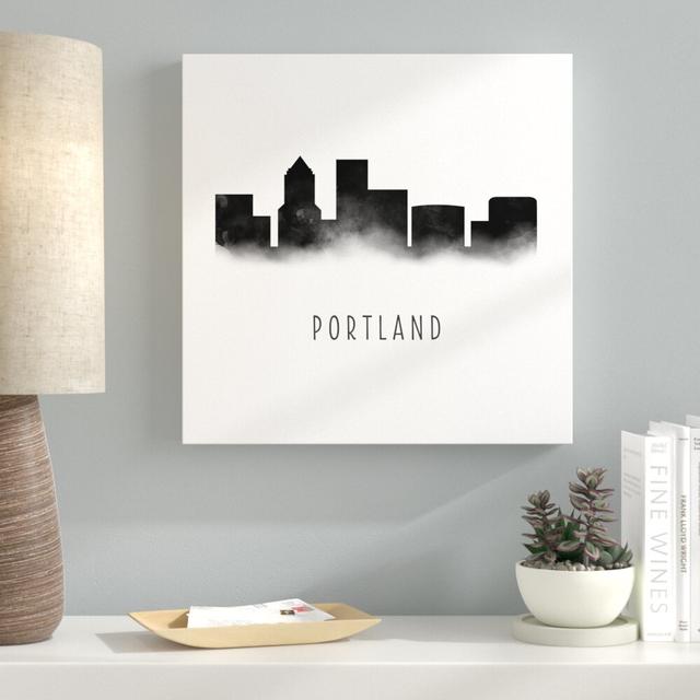 Portland Watercolour - Print East Urban Home Size: 91cm H x 91cm W x 4cm D, Format: Wrapped Canvas on Productcaster.