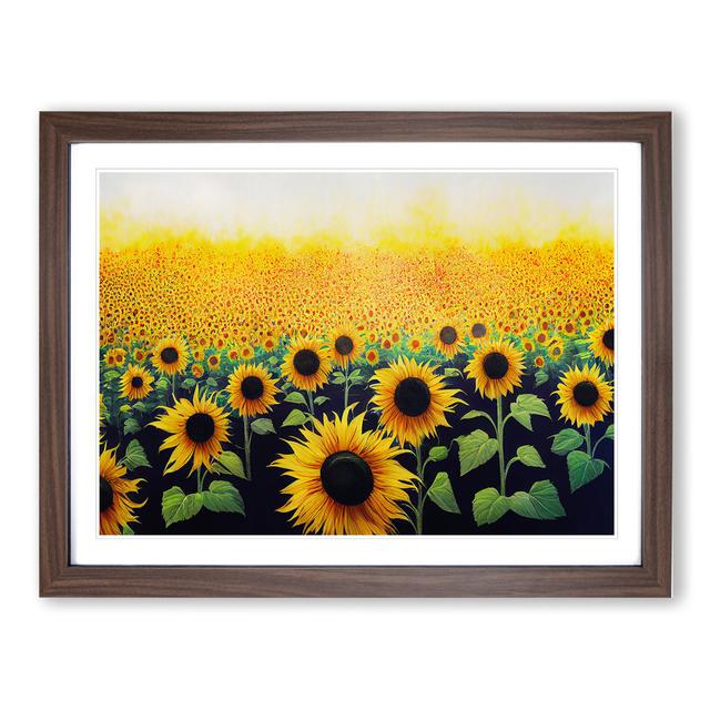 Sublime Sunflower Field - Picture Frame Graphic Art Brambly Cottage Size: 34cm H x 46cm W x 2cm D, Frame Option: Walnut Framed on Productcaster.