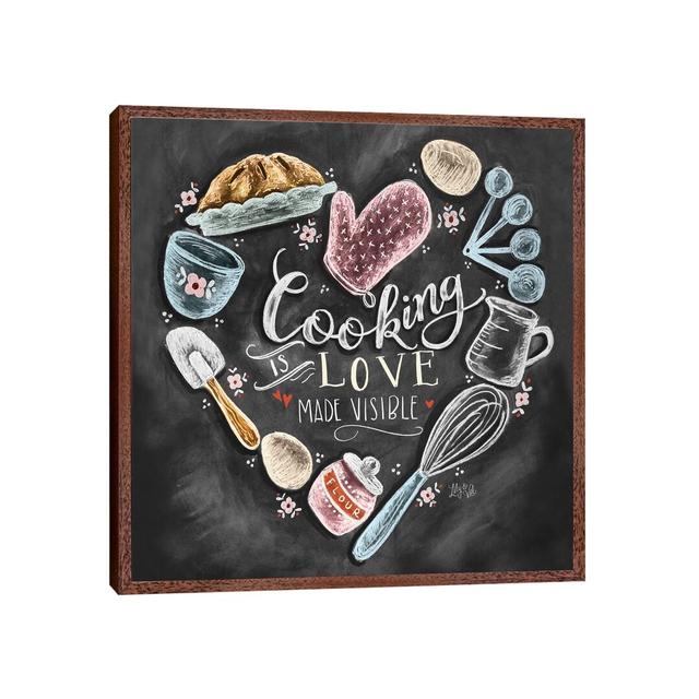 Cooking With Love Heart - Print on Canvas Ebern Designs Format: Classic Brown Wood Framed, Size: 66.04cm H x 66.04cm W x 3.81cm D on Productcaster.