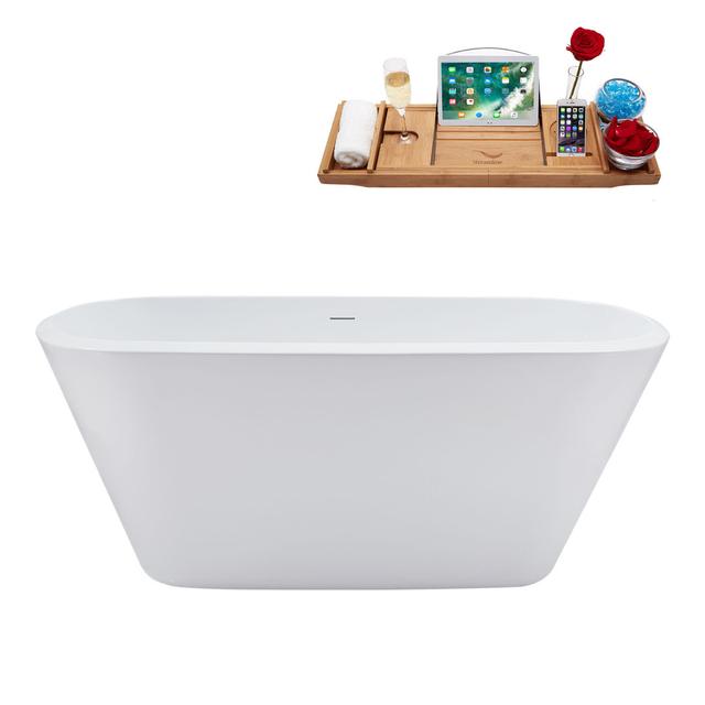 1501.1mm x 718.8mm Freestanding Soaking Acrylic Bathtub Streamline Bath on Productcaster.