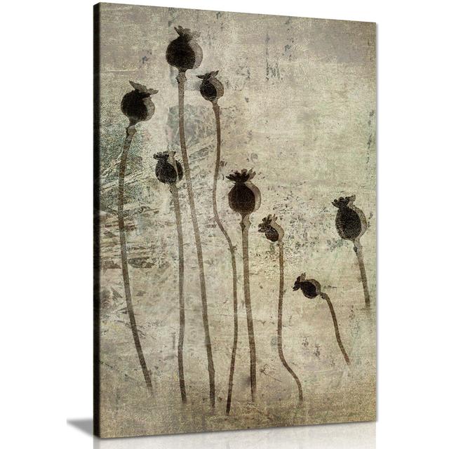 Brown Poppy Flower Floral Garden Artistic - Wrapped Canvas Art Prints Panther Print Size: 91cm H x 61cm W on Productcaster.