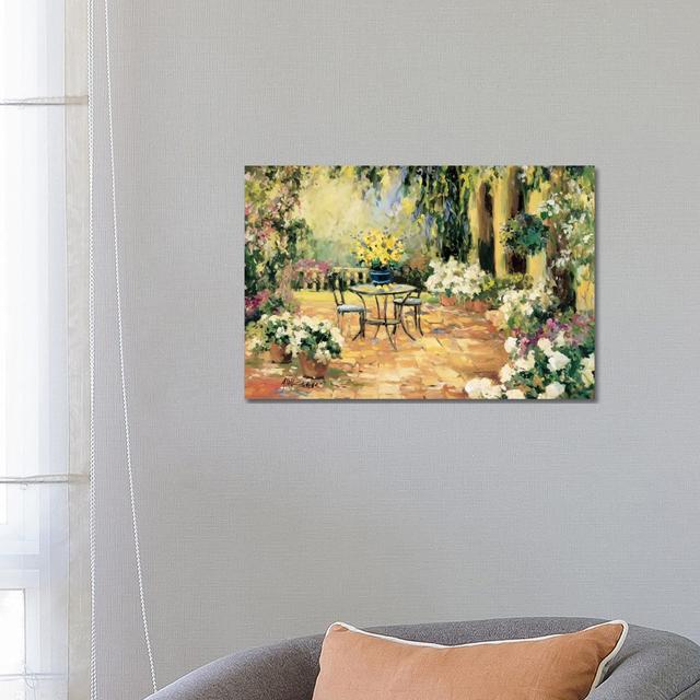 Floral Courtyard by Allayn Stevens - Wrapped Canvas Print Rosalind Wheeler Size: 45.72cm H x 66.04cm W x 1.91cm D on Productcaster.