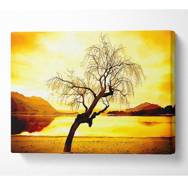 Willow Tree In Winter - Wrapped Canvas Art Prints ClassicLiving Size: 81cm H x 121.9cm W x 10cm D on Productcaster.