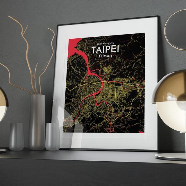 Taipei City Map in Contrast - Unframed Graphic Art Borough Wharf Size: 20cm H x 16cm W x 0.05cm D on Productcaster.