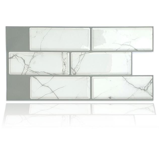 15cm x 30cm PVC Peel & Stick Subway Tile (Set of 12) Symple Stuff Colour: White/Marble on Productcaster.