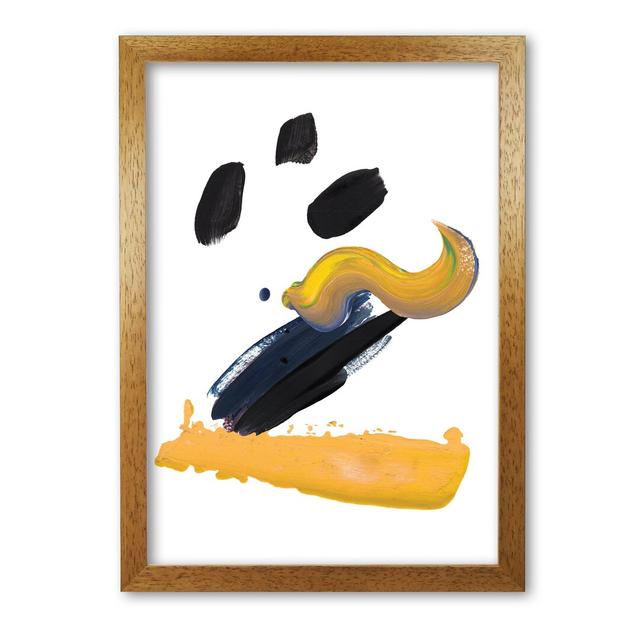 Mustard and Black Abstract Paint Strokes - Picture Frame Graphic Art Print on Paper East Urban Home Format: Honey Oak Frame, Size: 42 cm H x 30 cm W x on Productcaster.