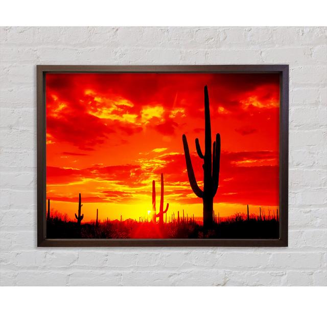 Red Desert Cactus - Single Picture Frame Art Prints on Canvas Gracie Oaks Size: 84.1cm H x 118.9cm W x 3.3cm D on Productcaster.