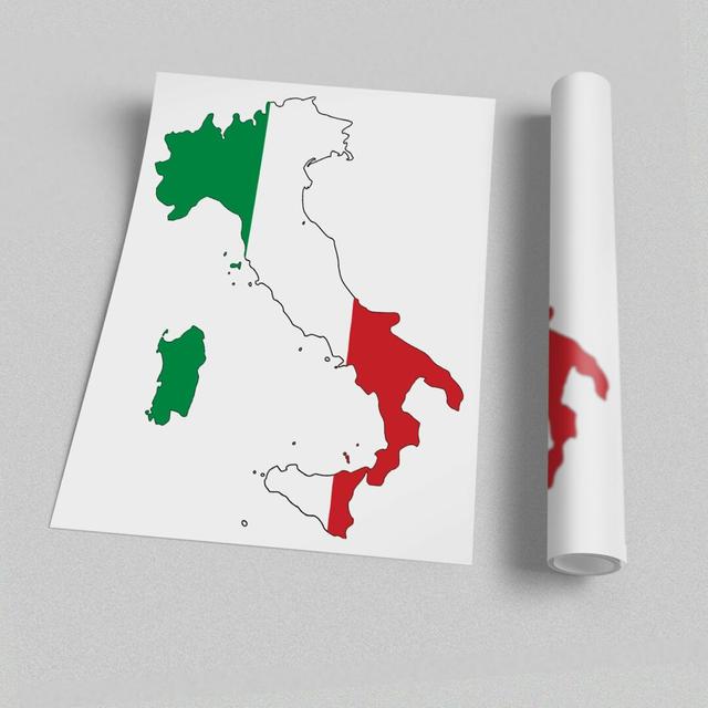 'Italy Flag Map' - Unframed Graphic Art Print on Paper East Urban Home Size: 59.4cm H x 42cm W on Productcaster.