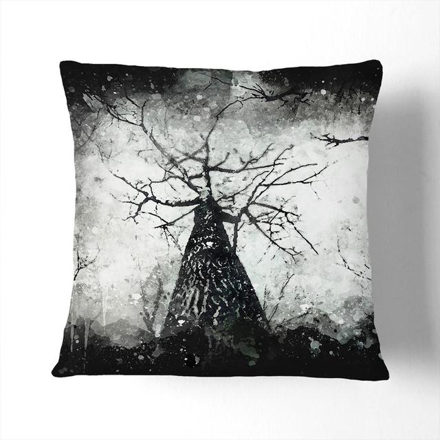 Majestic Trees Paint Splash Cushion with Filling East Urban Home Size: 55cm H x 55cm W x 20cm D, Backing Colour: Stone on Productcaster.