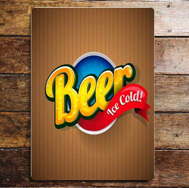 Beer Ice Cold - Metal Pub Wall Sign East Urban Home Size: 25cm H x 20cm W on Productcaster.