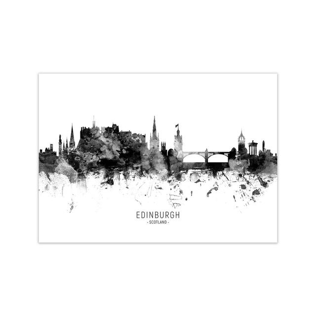 Edinburgh Scotland Skyline Black White City Name by Michael Tompsett - Graphic Art Print Latitude Run Size: 21cm H x 30cm W x 1cm D, Format: Unframed on Productcaster.